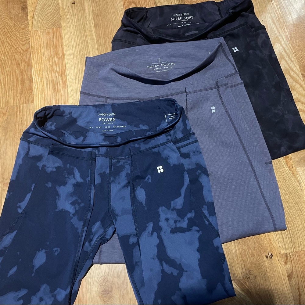 Women’s SWEATY BETTY Active Leggings Bundle - Navy, Gray, Black